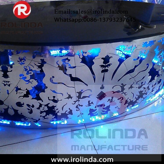 Luxury stainless steel tempered glass top tea table