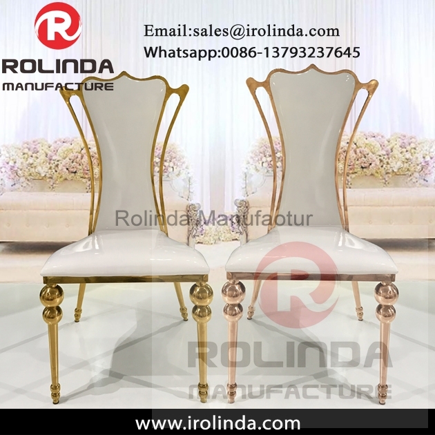 King and queen carved gold gilt reception stainless steel chair