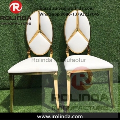 Stainless steel gold legs pu leather metal wedding dinning chair luxury