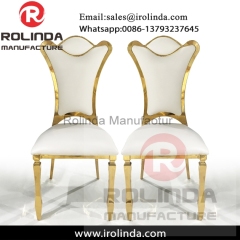 Arrival new model pattern backrest golden frame white leather dining chair