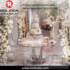 banquet  design  stainless steel round mirrored dining tables