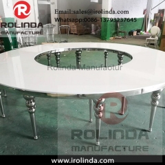 Tempered glass top changing colors square led wedding gold dining table