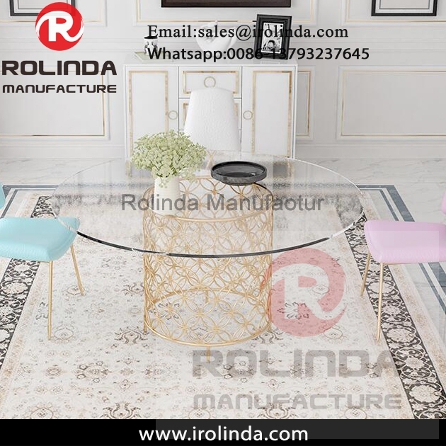 wedding mirror glass stainless steel dining table round