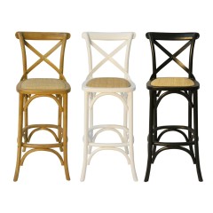 Wooden Cross Back stool High Bar Chair