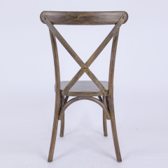Stackable Antique Wood Wedding Banquet Cross X Back Dining Chairs