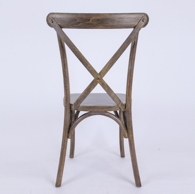 Stackable Antique Wood Wedding Banquet Cross X Back Dining Chairs