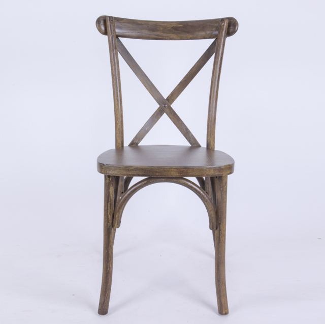 Stackable Antique Wood Wedding Banquet Cross X Back Dining Chairs