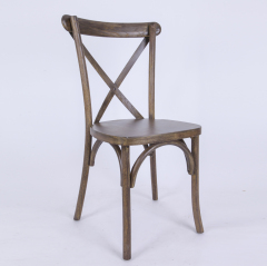 Stackable Antique Wood Wedding Banquet Cross X Back Dining Chairs