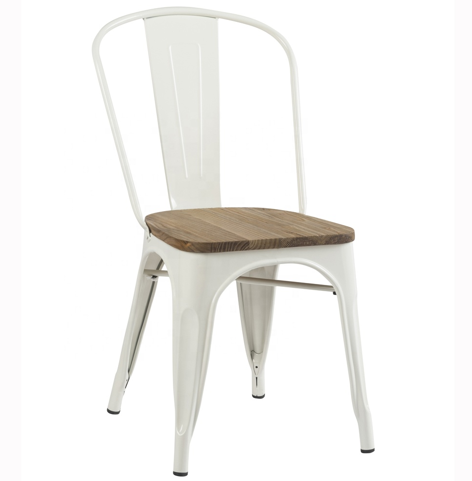 Antique Iron Stackable Restaurant/Bar/Dining Vintage Industrial Style Metal Tolix Dining Chair with wooden seat
