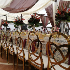 Gold Stainless Steel Flower Back Design Back Flowers Decoration Dining Chair for Wedding Banquet