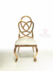 Gold Stainless Steel Flower Back Design Back Flowers Decoration Dining Chair for Wedding Banquet