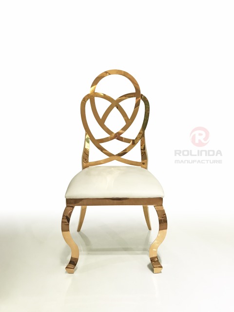 Gold Stainless Steel Flower Back Design Back Flowers Decoration Dining Chair for Wedding Banquet
