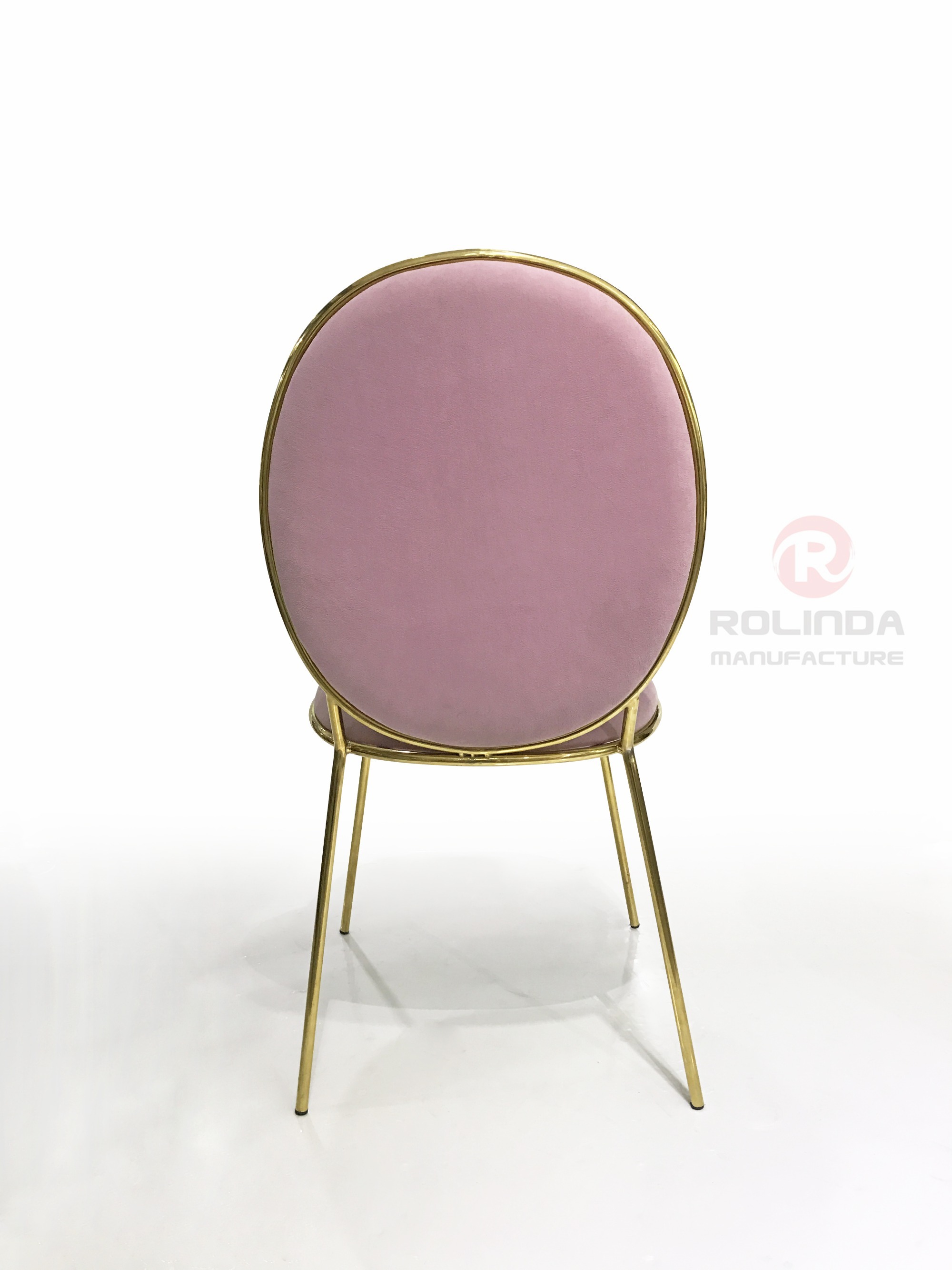 Pink Leather Gold Stainless Steel Design Decoration Dining Chair for Wedding Banquet Chair