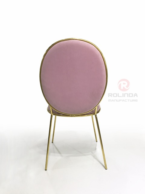 Pink Leather Gold Stainless Steel Design Decoration Dining Chair for Wedding Banquet Chair