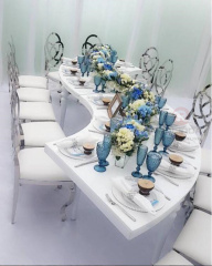 Gold Stainless Steel Flower Back Design Back Flowers Decoration Dining Chair for Wedding Banquet