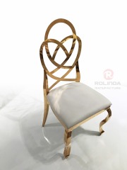 Gold Stainless Steel Flower Back Design Back Flowers Decoration Dining Chair for Wedding Banquet