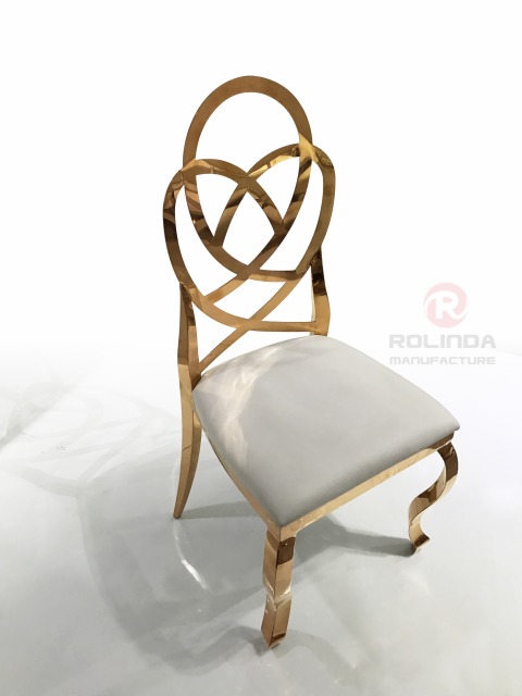 Gold Stainless Steel Flower Back Design Back Flowers Decoration Dining Chair for Wedding Banquet