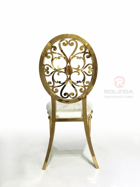 Wholesale Royal Design Gold Wedding Stainless Steel Dining Chair with Back Pattern