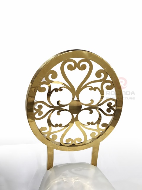 Wholesale Royal Design Gold Wedding Stainless Steel Dining Chair with Back Pattern