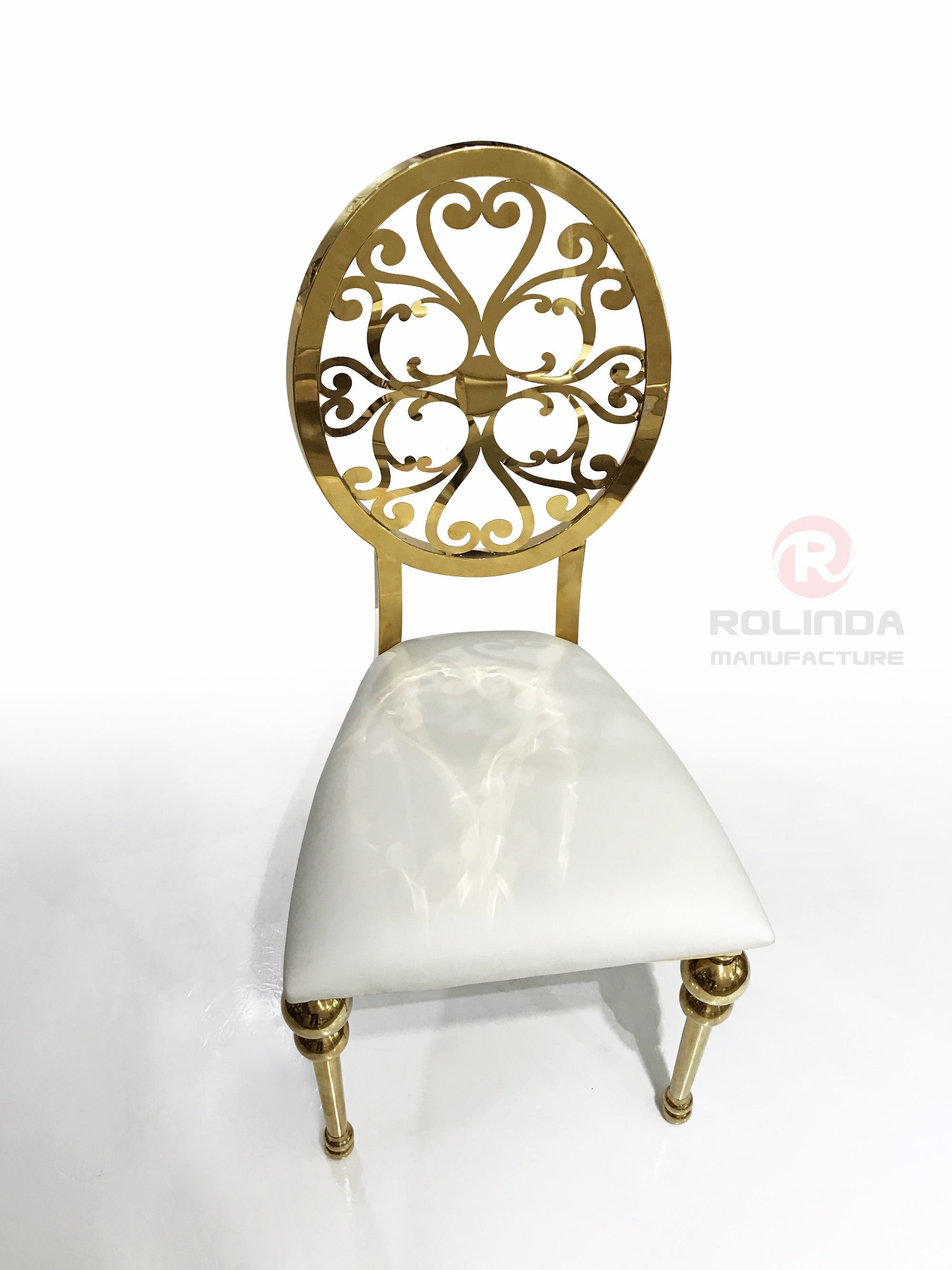 Wholesale Royal Design Gold Wedding Stainless Steel Dining Chair with Back Pattern