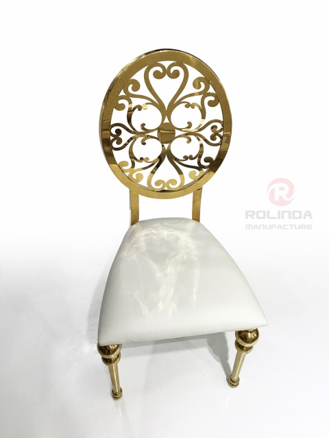 Wholesale Royal Design Gold Wedding Stainless Steel Dining Chair with Back Pattern