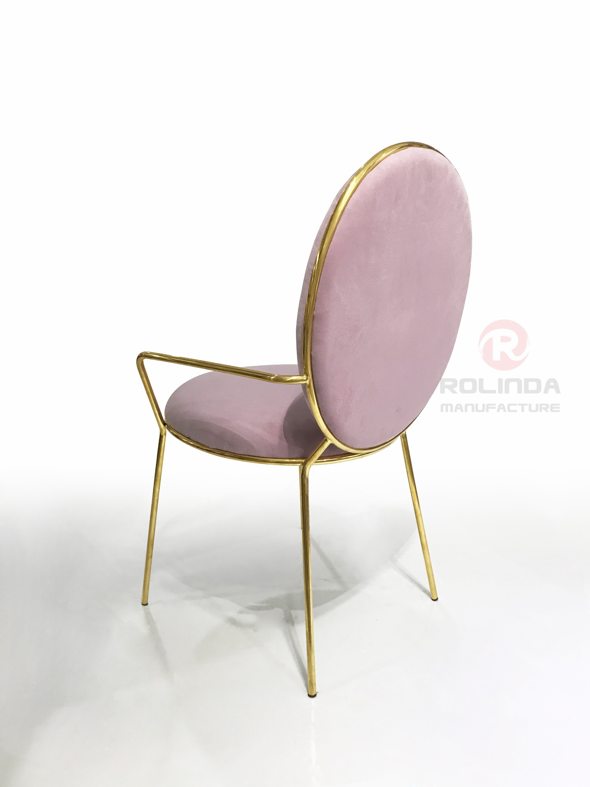 Pink Leather Gold Stainless Steel Design Decoration Dining Chair for Wedding Banquet Chair