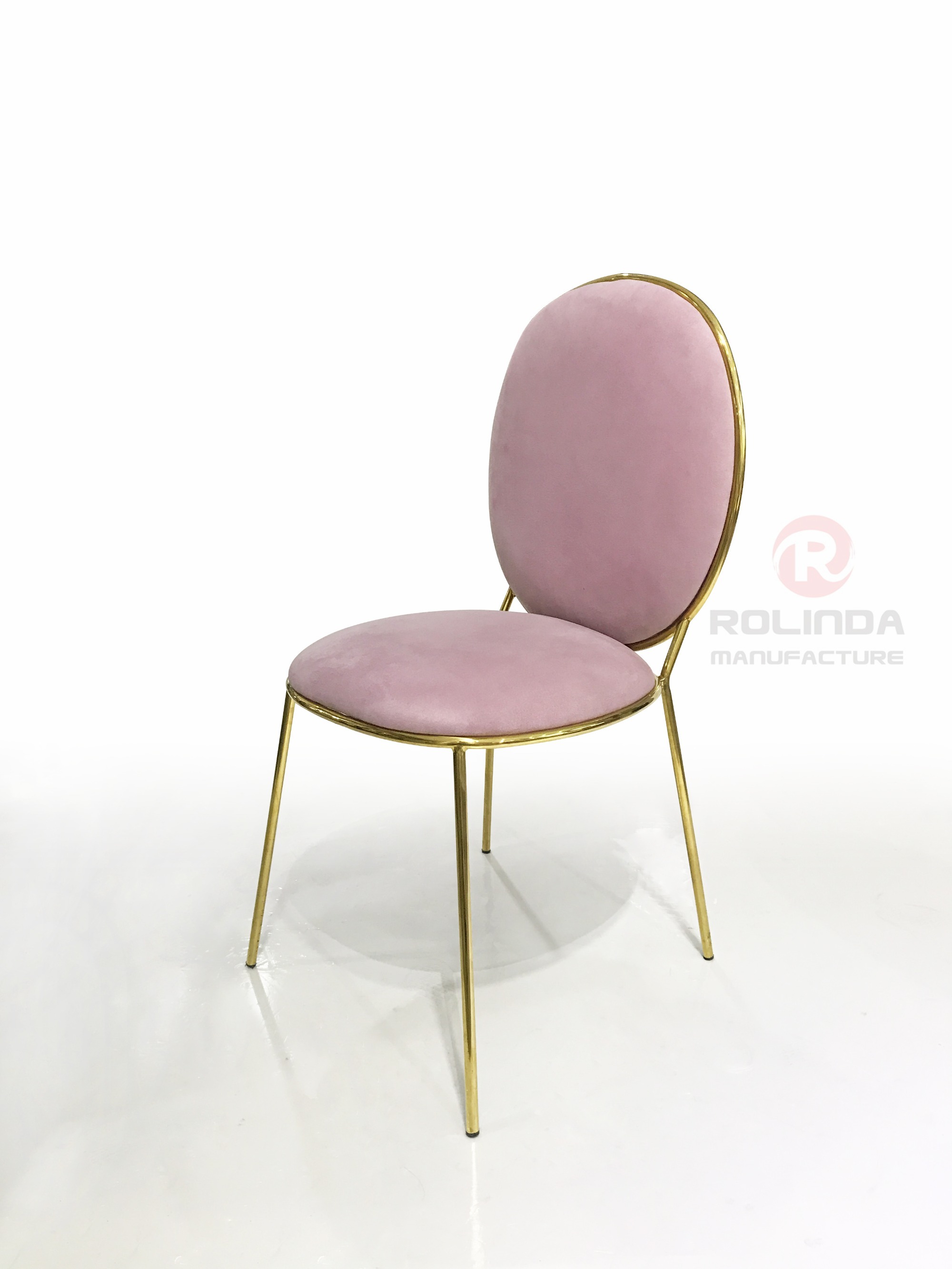 Pink Leather Gold Stainless Steel Design Decoration Dining Chair for Wedding Banquet Chair