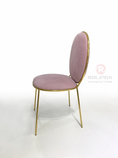 Pink Leather Gold Stainless Steel Design Decoration Dining Chair for Wedding Banquet Chair