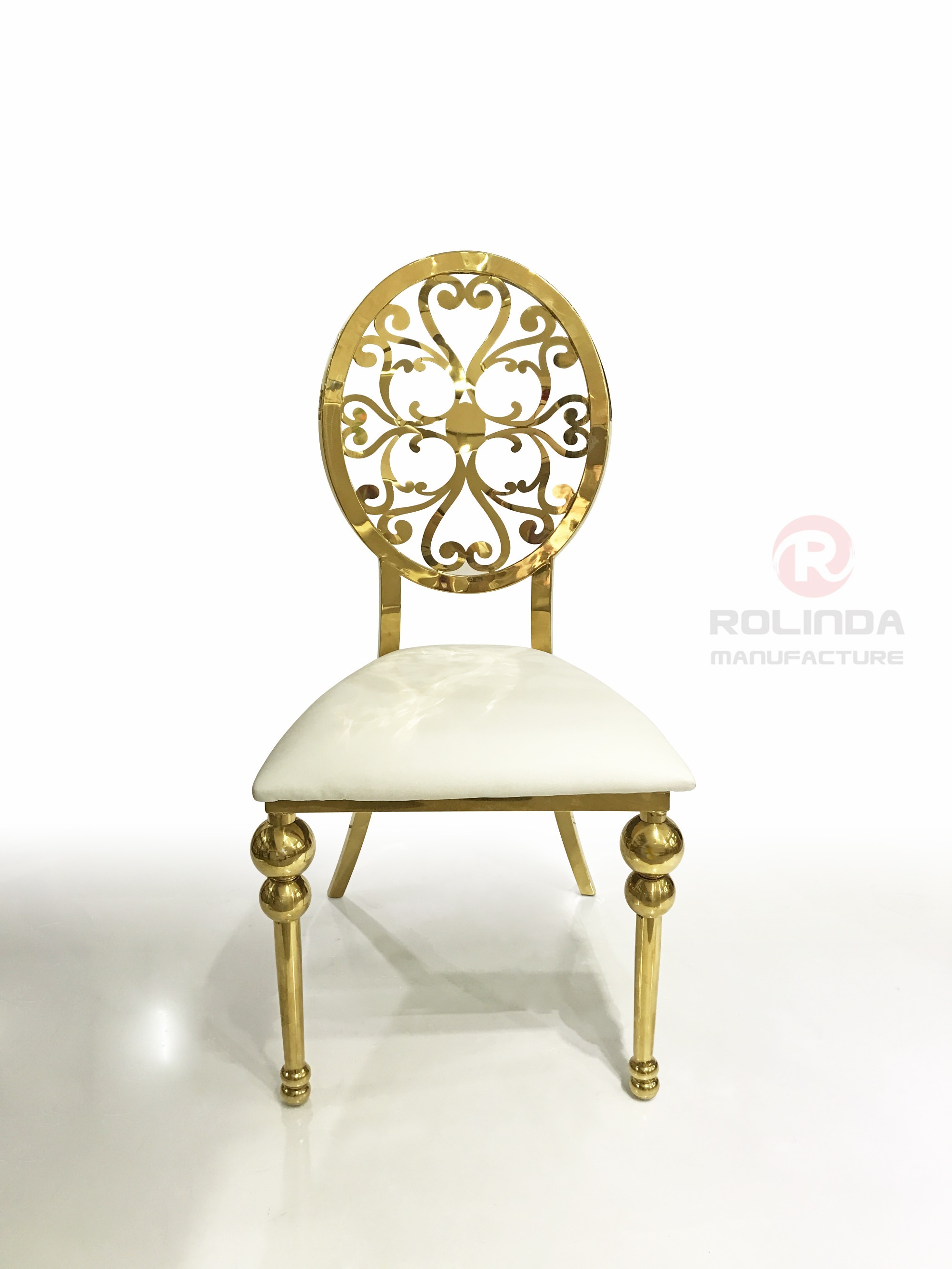 Wholesale Royal Design Gold Wedding Stainless Steel Dining Chair with Back Pattern
