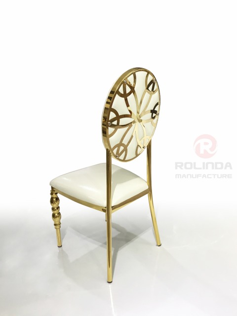Gold Stainless Steel Frame with White Faux Leather chair