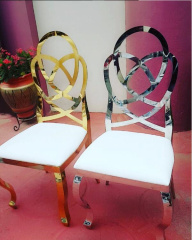 Gold Stainless Steel Flower Back Design Back Flowers Decoration Dining Chair for Wedding Banquet