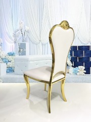 White cushion material, gold stainless steel frame, European style palace chair