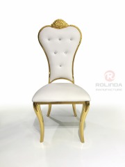 White cushion material, gold stainless steel frame, European style palace chair