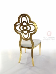Gold Stainless Steel Flower Back Design Back Flowers Decoration Dining Chair for Wedding Banquet