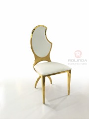 Wholesale Gold Stainless Steel Moon Design Leather Seat Wedding Chair