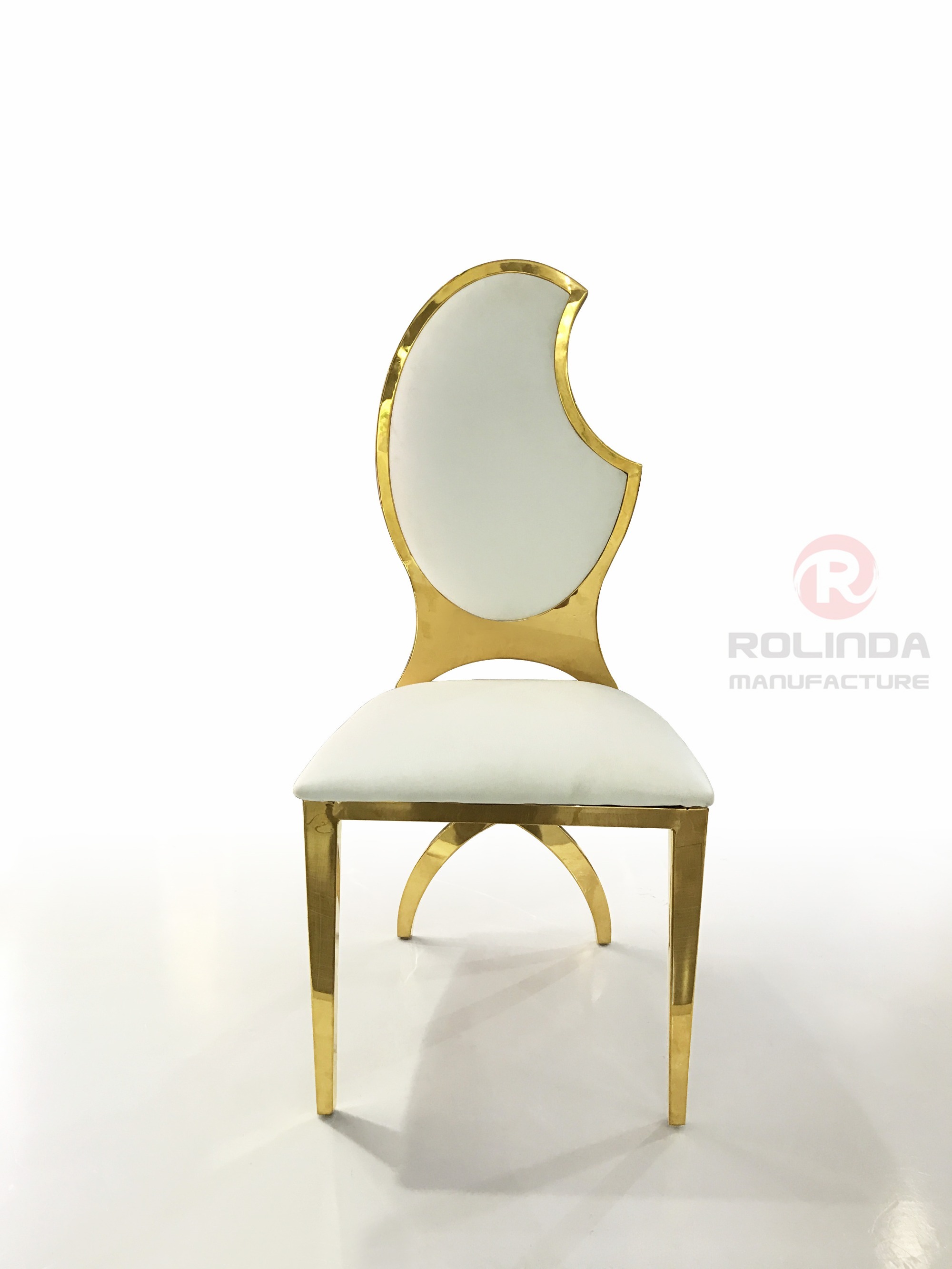 Wholesale Gold Stainless Steel Moon Design Leather Seat Wedding Chair