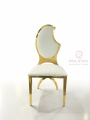 Wholesale Gold Stainless Steel Moon Design Leather Seat Wedding Chair