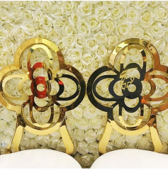 Gold Stainless Steel Flower Back Design Back Flowers Decoration Dining Chair for Wedding Banquet