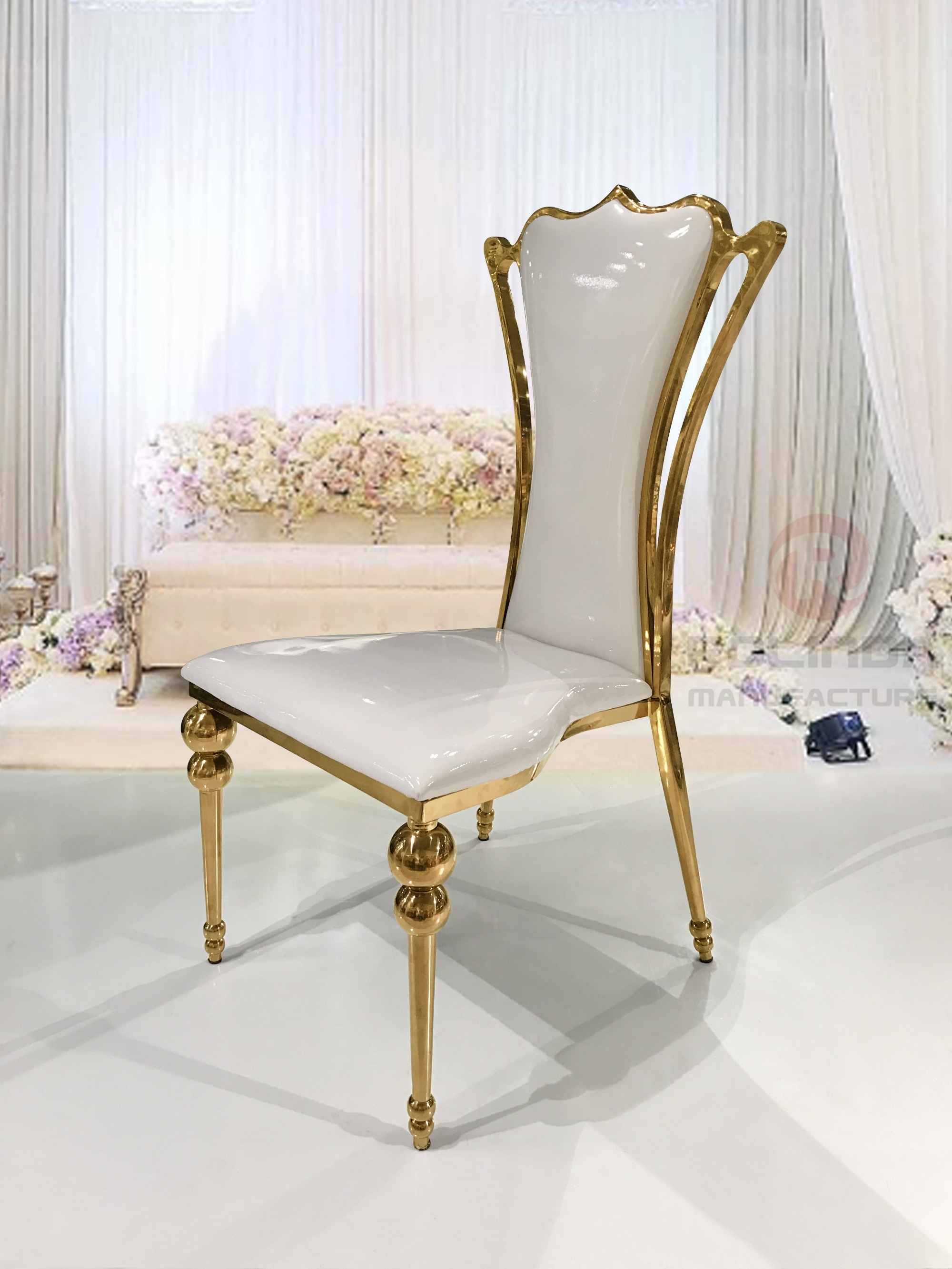 Banquet Chair Cover Stainless Steel High Back Outdoor Hotel Event Wedding Gold Label Metal Modern