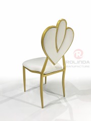 White Leather Gold Stainless Steel Flower Back European Chair for Dinning, Wedding and Hall