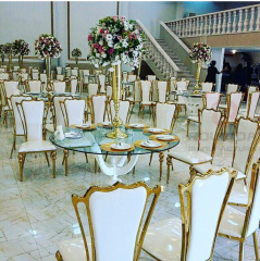 Banquet Chair Cover Stainless Steel High Back Outdoor Hotel Event Wedding Gold Label Metal Modern