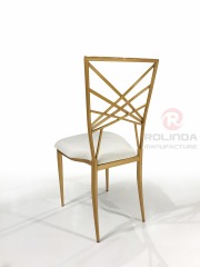 New Rental Wedding Stainless Steel Restaurant Chair X Back Dining Chair for Hotel Restaurant