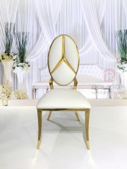 White European Mercedes Benz pattern backrest cushion, gold stainless steel bracket Chair
