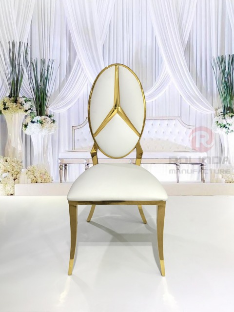 White European Mercedes Benz pattern backrest cushion, gold stainless steel bracket Chair