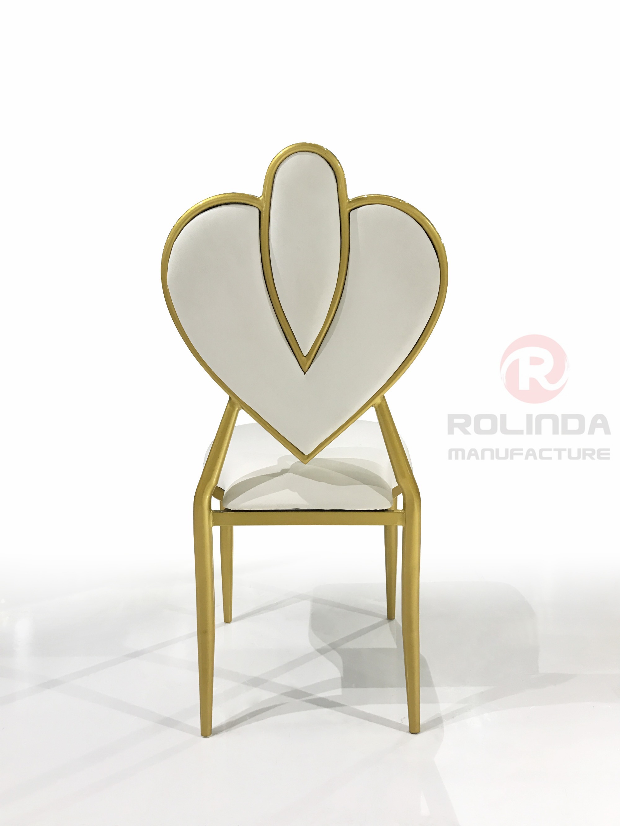 White Leather Gold Stainless Steel Flower Back European Chair for Dinning, Wedding and Hall