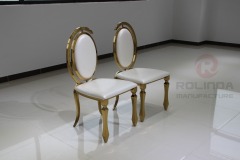 Wholesale Stainless Steel White Cushion and Back Leather Gold Bracket Chair
