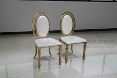 Wholesale Stainless Steel White Cushion and Back Leather Gold Bracket Chair