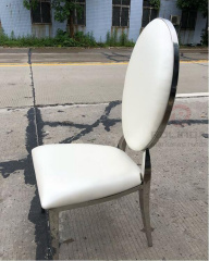 White hotel furniture, stainless steel metal, modern and affordable luxury wedding leather chairs