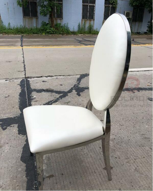 White hotel furniture, stainless steel metal, modern and affordable luxury wedding leather chairs