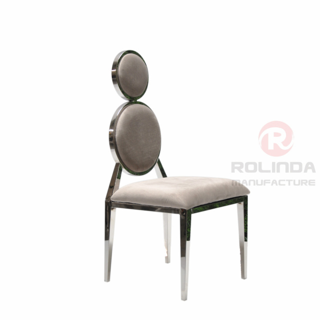 Grey double circular backrest European style banquet hall living room chair stainless steel